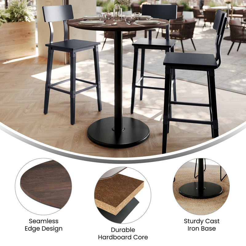 Brown 36"RD Table-RD Bar Base