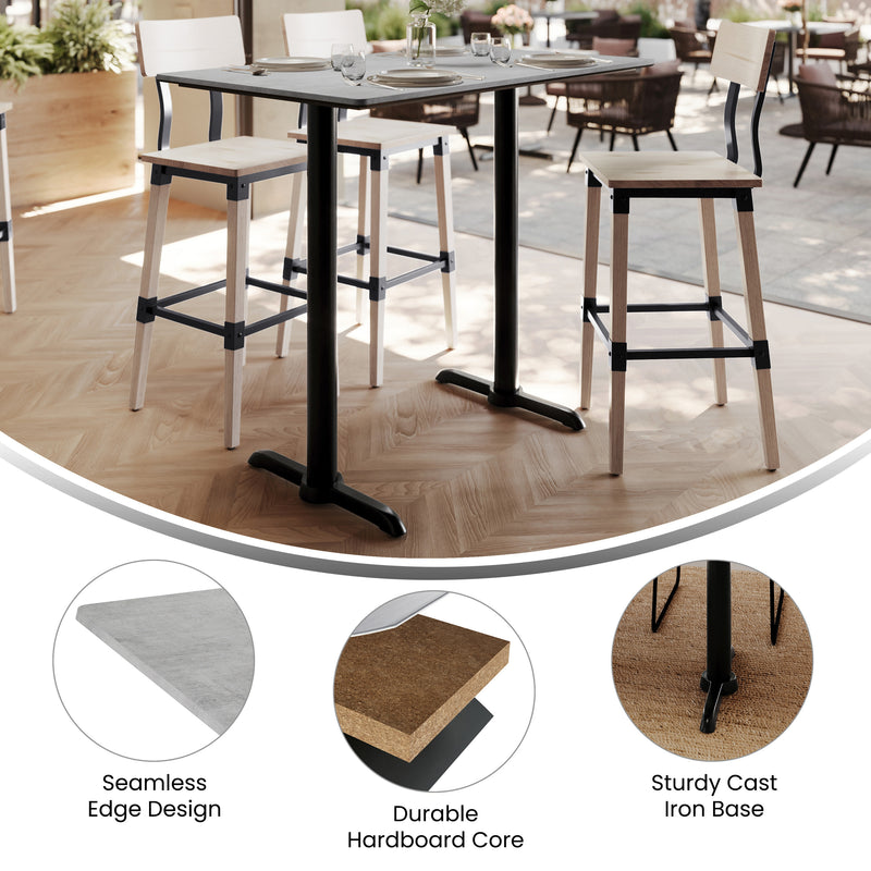 Gray 48x30 Table-Bar T Bases