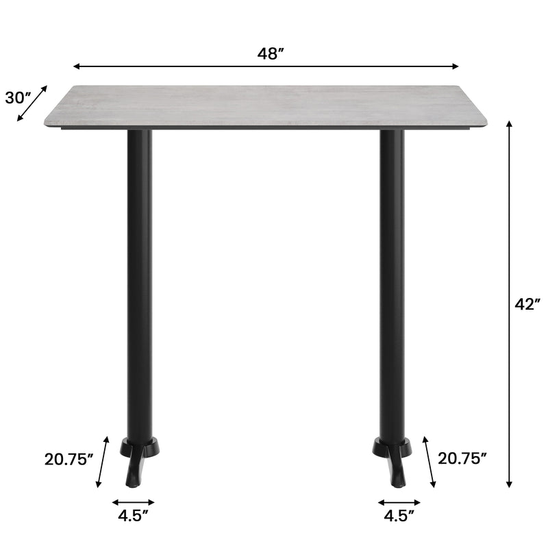 Gray 48x30 Table-Bar T Bases