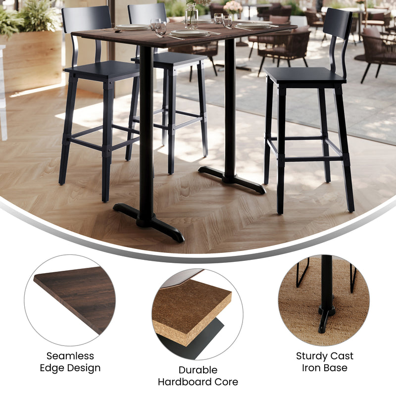 Brown 48x30 Table-Bar T Bases