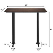 Brown 48x30 Table-Bar T Bases