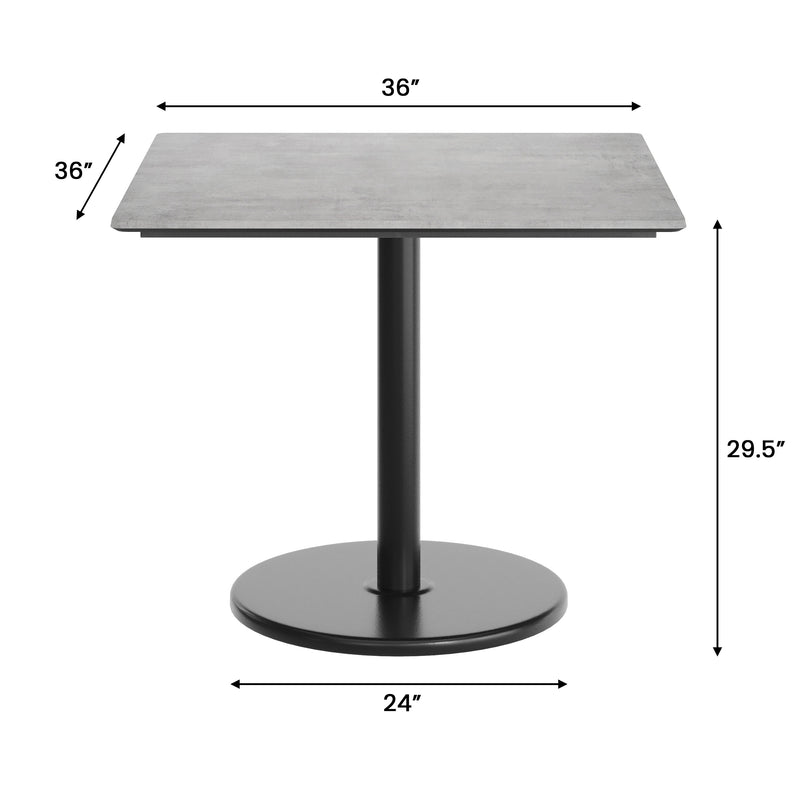 Gray 36" SQ Tabletop-RD Base