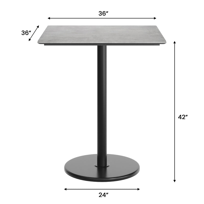 Gray 36"SQ Table-RD Bar Base