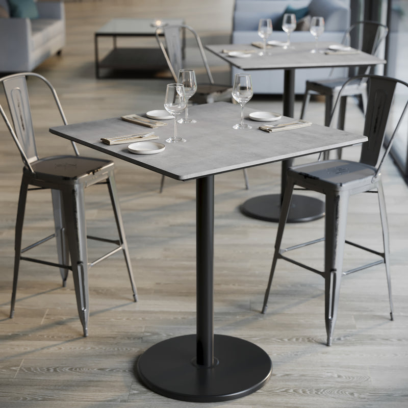 Gray 36"SQ Table-RD Bar Base