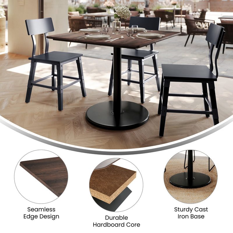 Brown 36" SQ Tabletop-RD Base