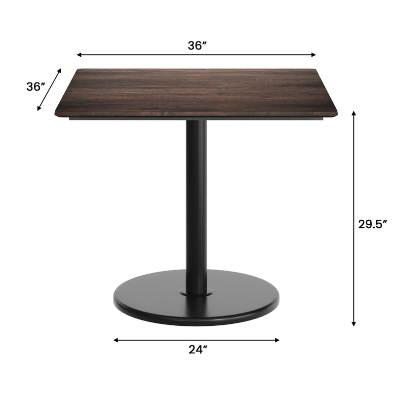 Brown 36" SQ Tabletop-RD Base