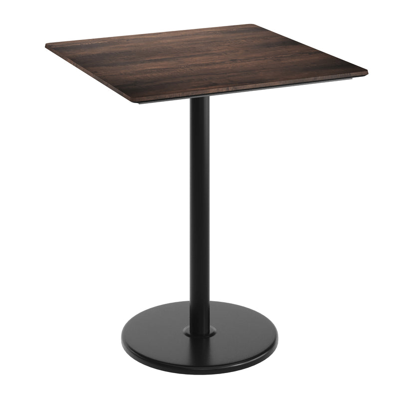 Brown 36"SQ Table-RD Bar Base