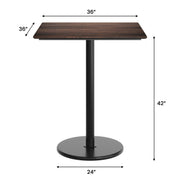 Brown 36"SQ Table-RD Bar Base