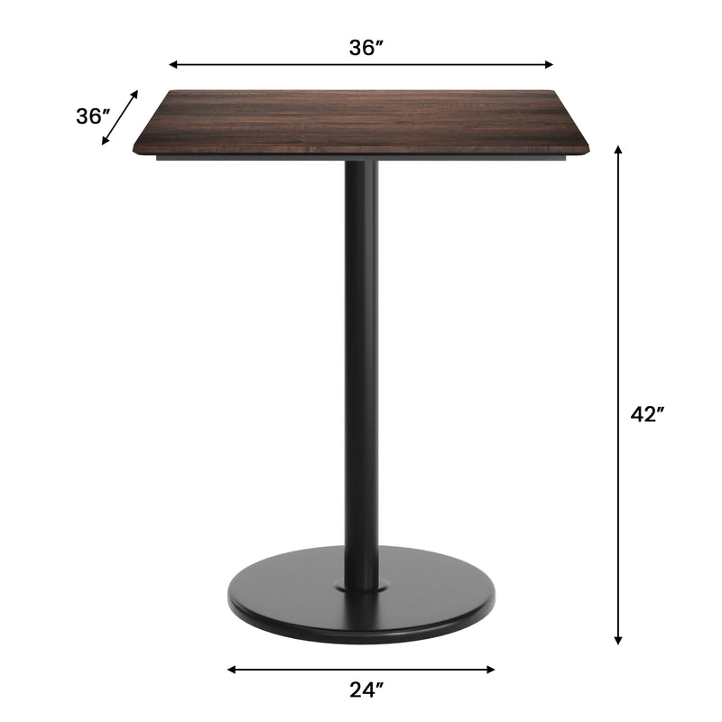 Brown 36"SQ Table-RD Bar Base