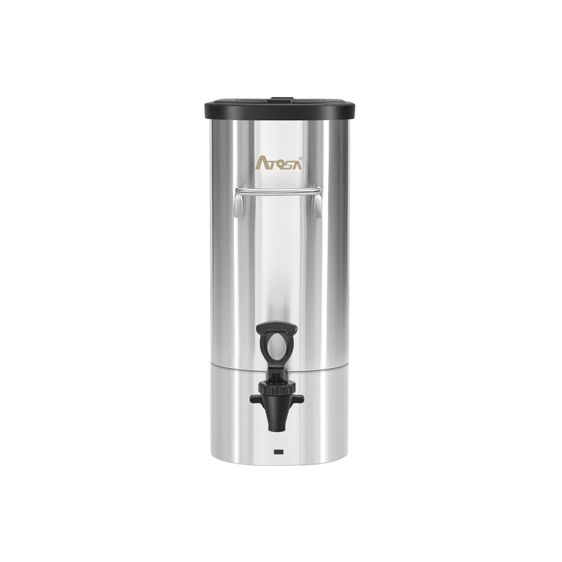 Atosa TD-5L-ND 5 gallon stainless steel iced tea dispenser with no-drip spigot, front view