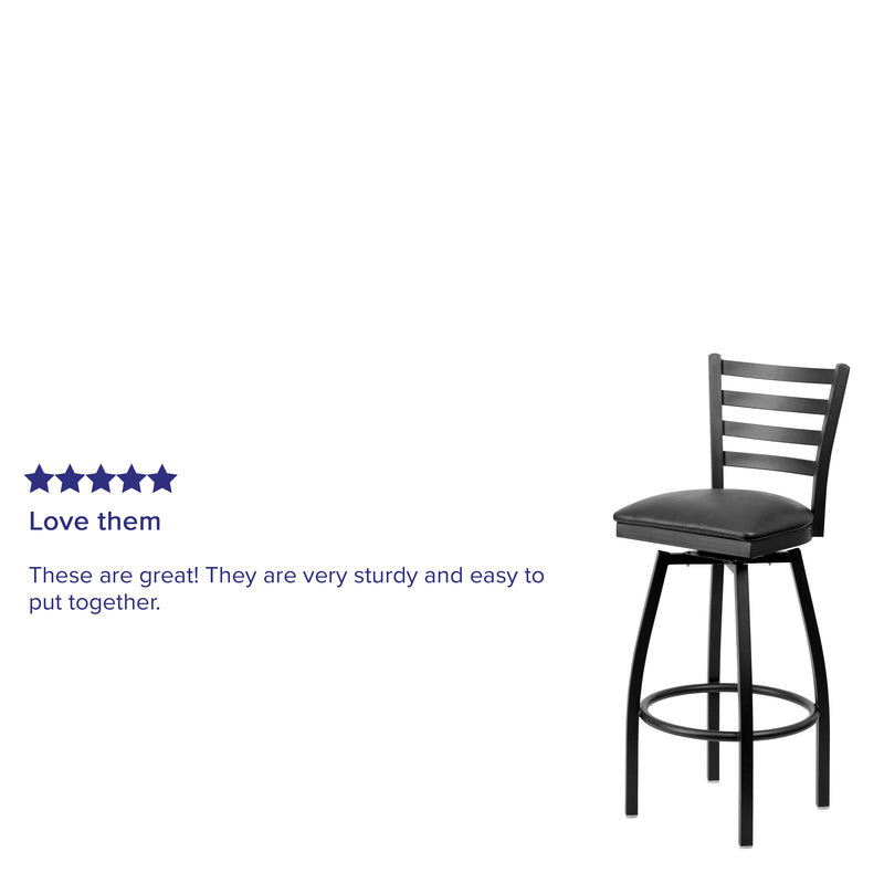 Black Ladder Stool-Black Seat