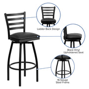 Black Ladder Stool-Black Seat