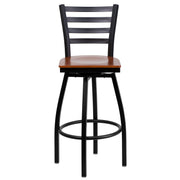 Black Ladder Stool-Cherry Seat