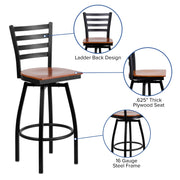 Black Ladder Stool-Cherry Seat