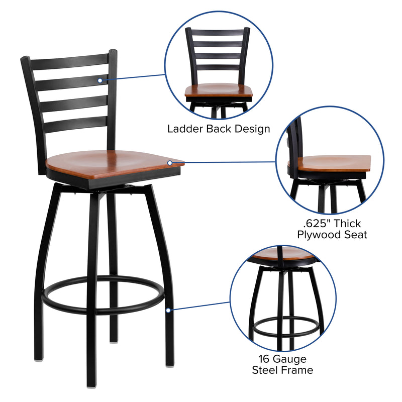 Black Ladder Stool-Cherry Seat