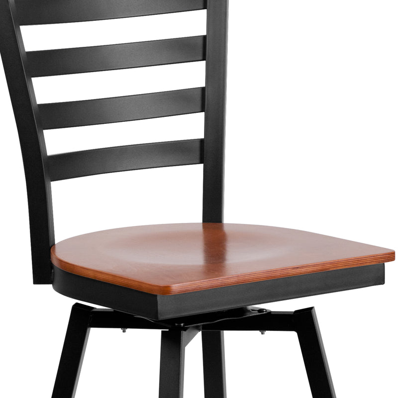 Black Ladder Stool-Cherry Seat