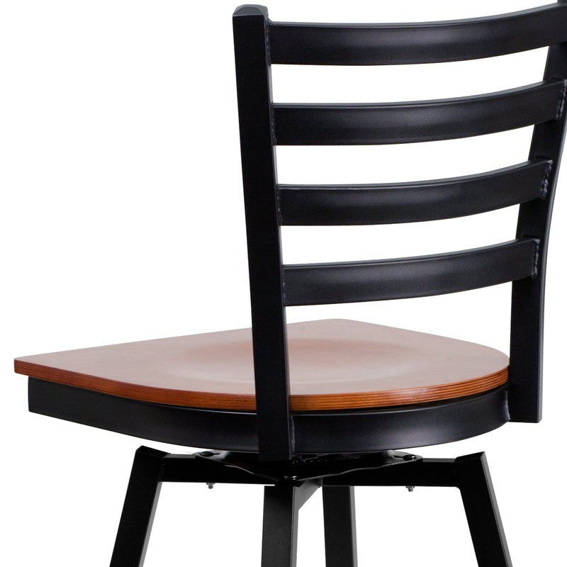 Black Ladder Stool-Cherry Seat