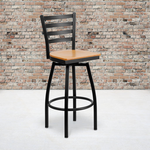 Black Ladder Stool-Nat Seat