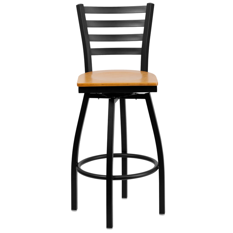 Black Ladder Stool-Nat Seat