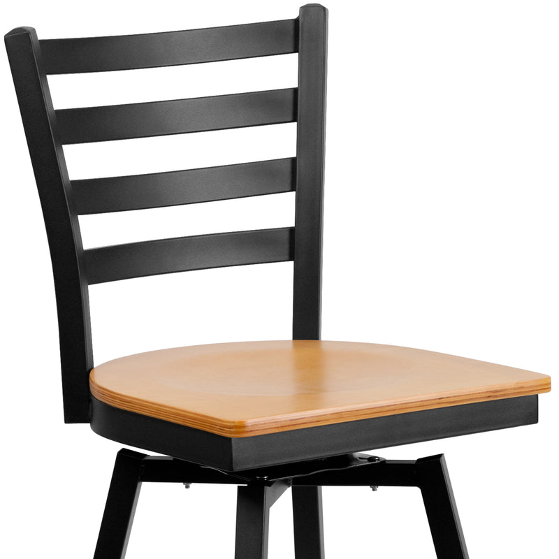 Black Ladder Stool-Nat Seat