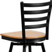 Black Ladder Stool-Nat Seat
