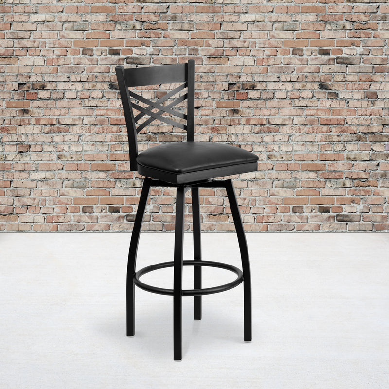 Black X Swivel Stool-Blk Seat