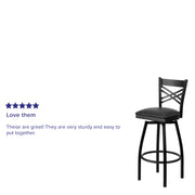 Black X Swivel Stool-Blk Seat