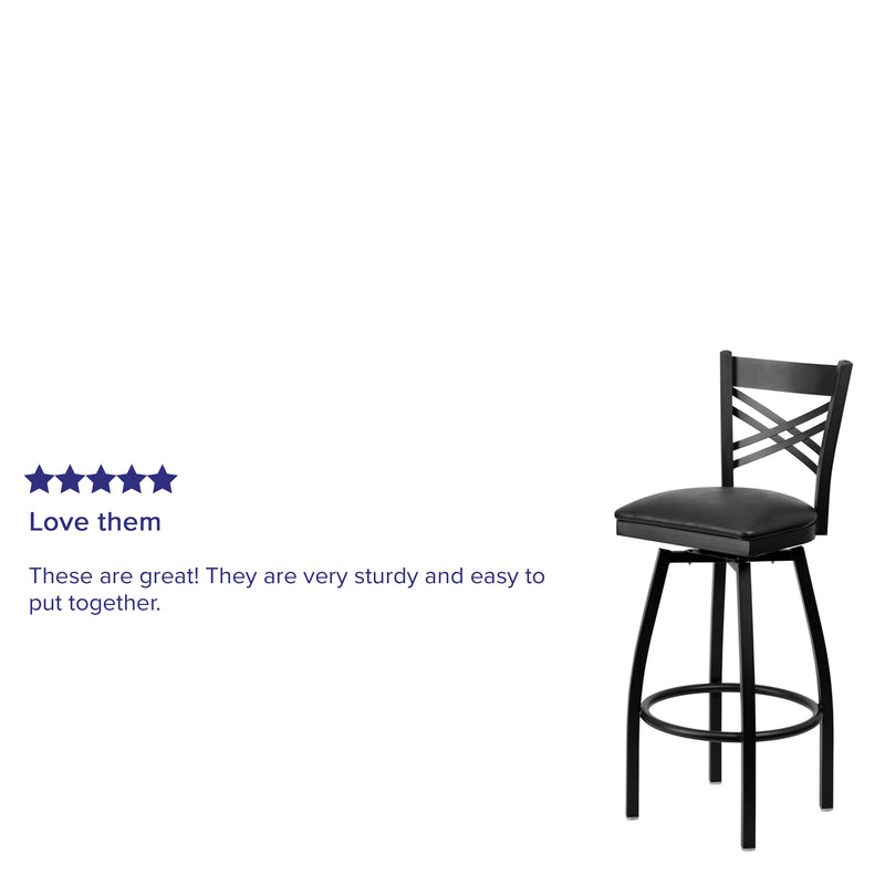 Black X Swivel Stool-Blk Seat