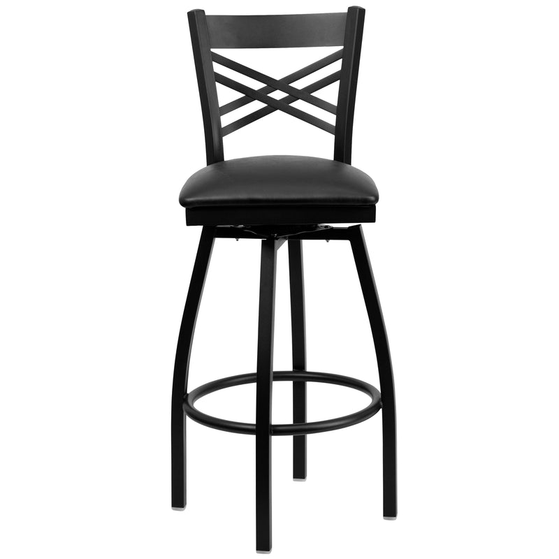 Black X Swivel Stool-Blk Seat