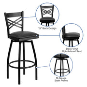 Black X Swivel Stool-Blk Seat