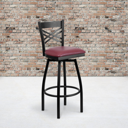 Black X Swivel Stool-Burg Seat