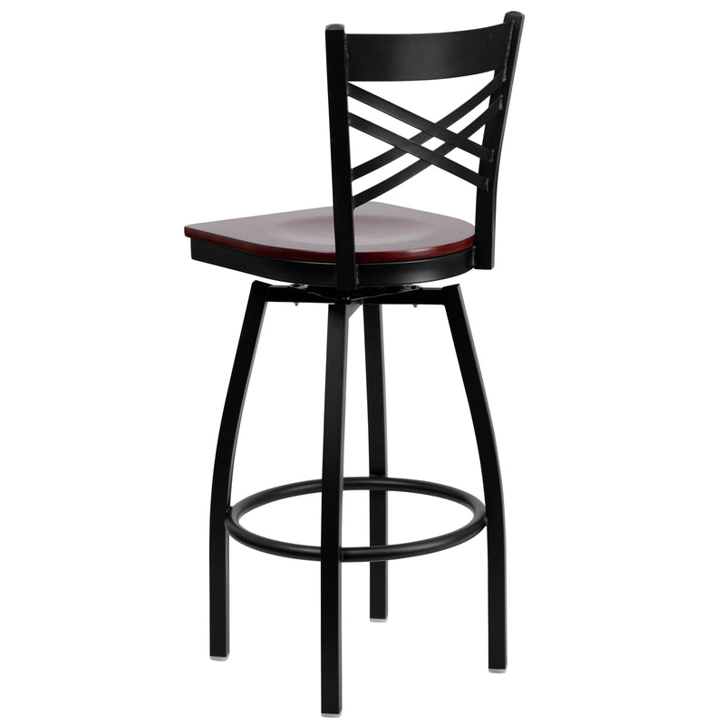 Black X Swivel Stool-Mah Seat