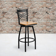 Black X Swivel Stool-Nat Seat