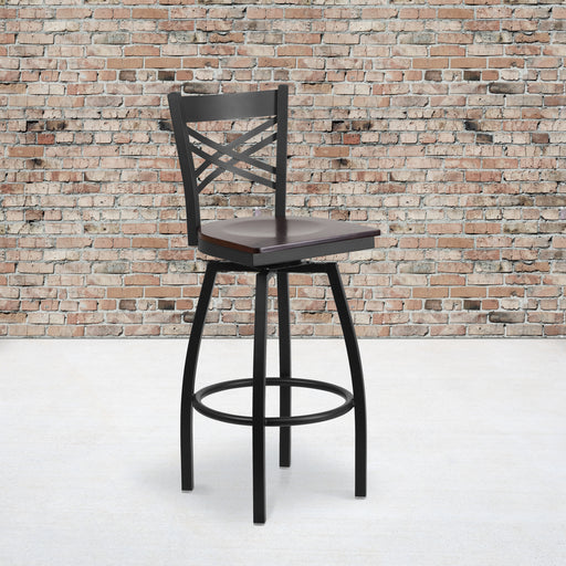 Black X Swivel Stool-Wal Seat