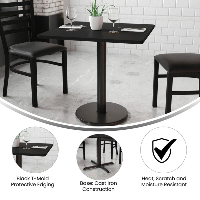 30SQ Black Table-18RD Base