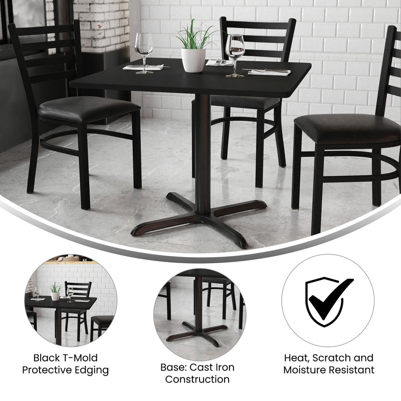 36SQ Black Table-30x30 X-Base