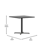 36SQ Black Table-30x30 X-Base