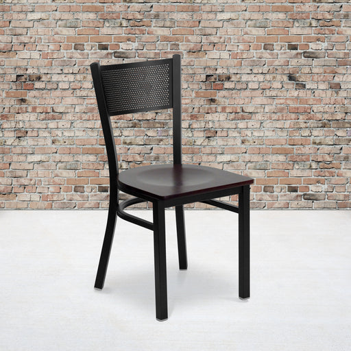 Black Grid Chair-Mah Seat