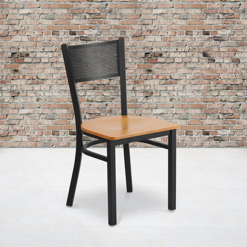 Black Grid Chair-Nat Seat