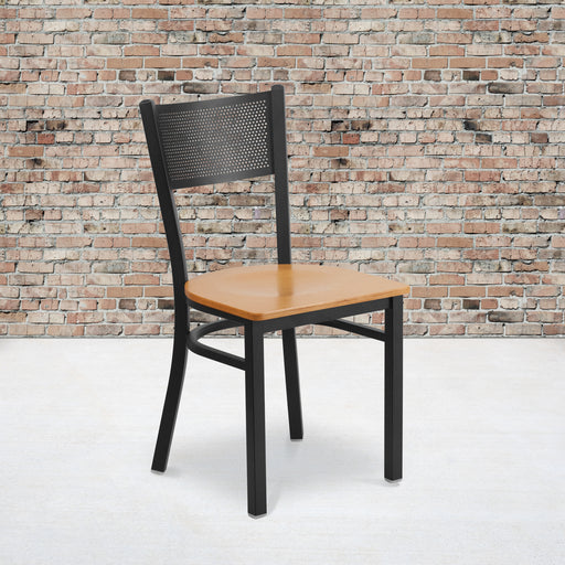 Black Grid Chair-Nat Seat