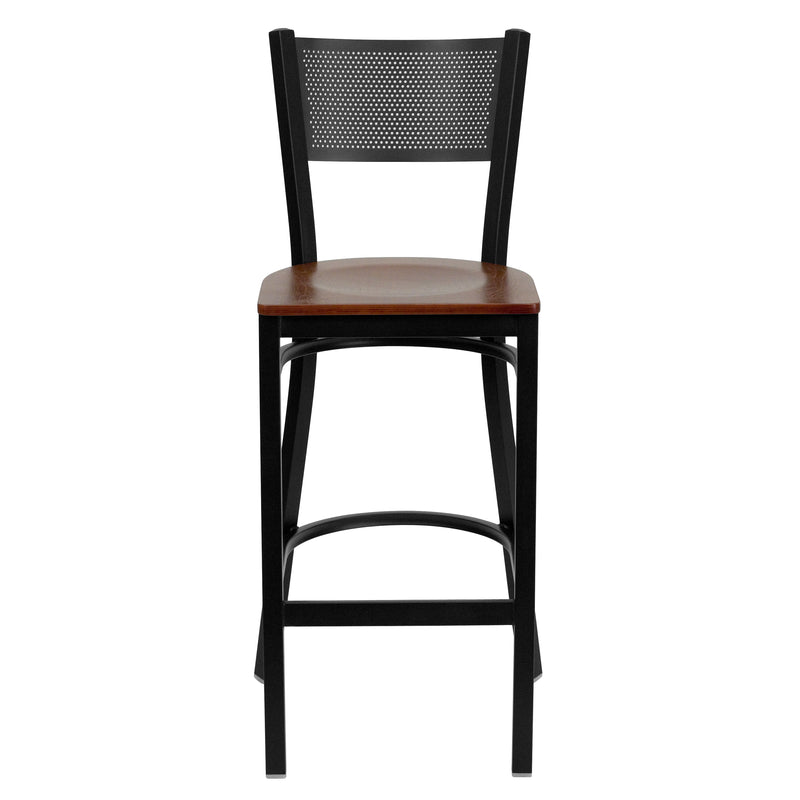 Black Grid Stool-Cherry Seat
