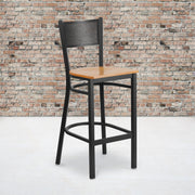 Black Grid Stool-Nat Seat