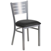 Silver Slat Chair-Black Seat