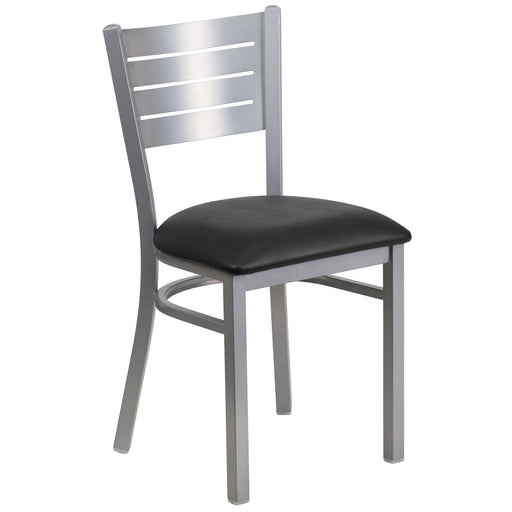 Silver Slat Chair-Black Seat