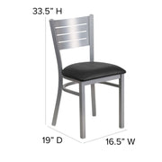 Silver Slat Chair-Black Seat