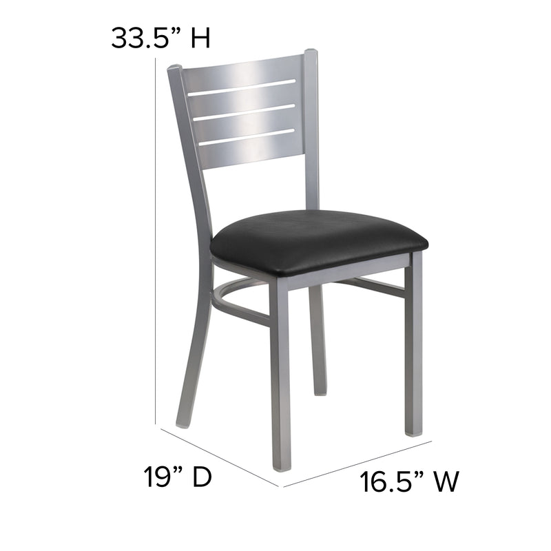 Silver Slat Chair-Black Seat