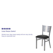 Silver Slat Chair-Black Seat