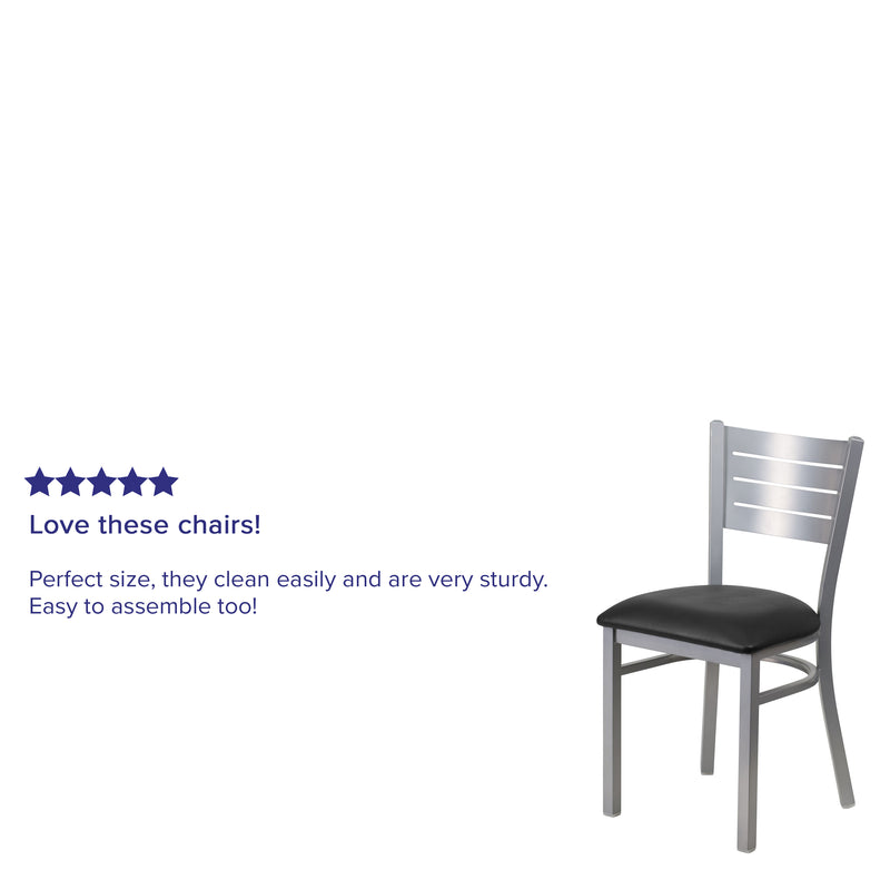 Silver Slat Chair-Black Seat
