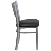 Silver Slat Chair-Black Seat