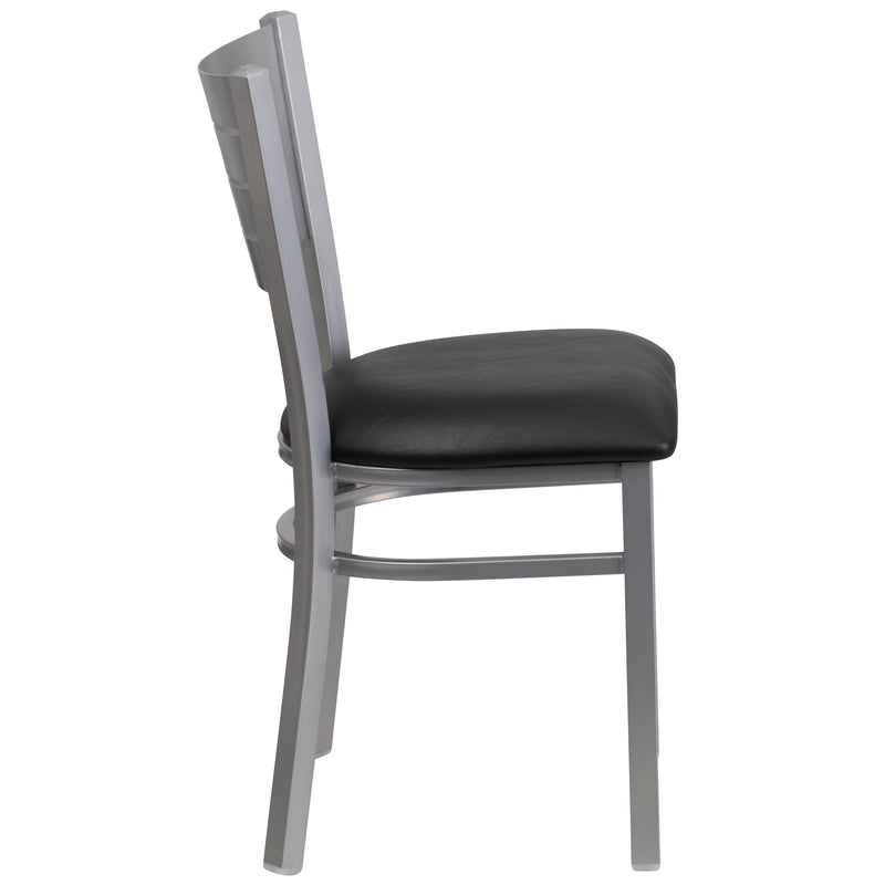 Silver Slat Chair-Black Seat